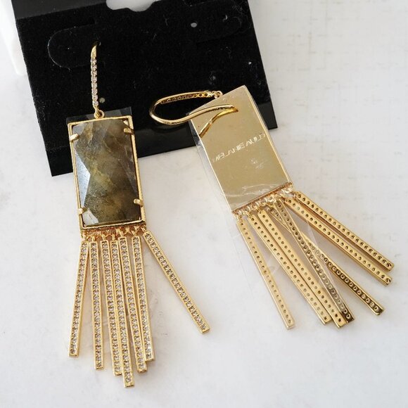 Anthropologie Melanie Auld Labradorite Fringe Earrings - Picture 2 of 4
